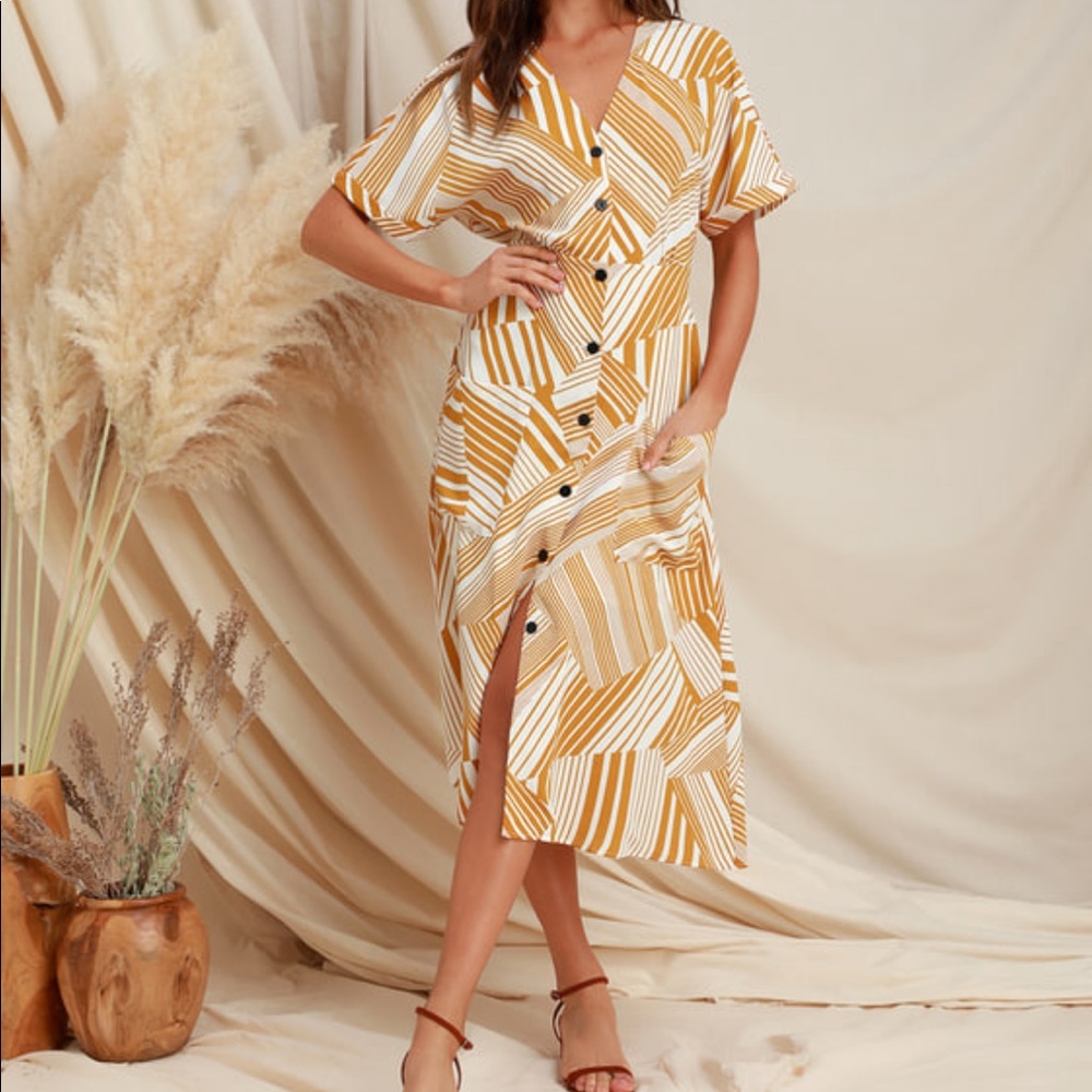 🌾 NWT honey geo print boho midi dress by LUSH🌾